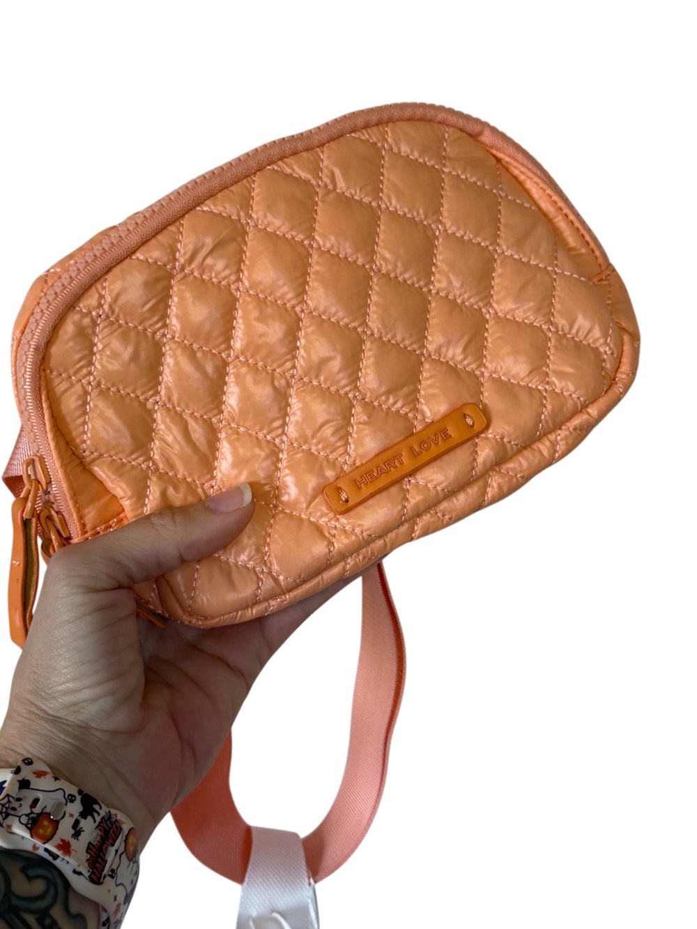 HeartLove by Charo Savvy Brand Warm Orange Quilted Belt Bag Crossbody HL2-005 - Picture 6 of 16